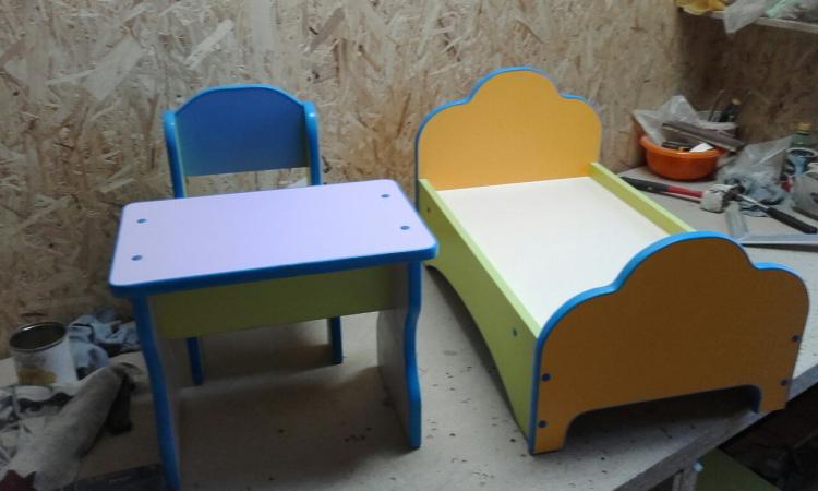 комплект детский стул-кровать-стол ДЛЯ КУКОЛ